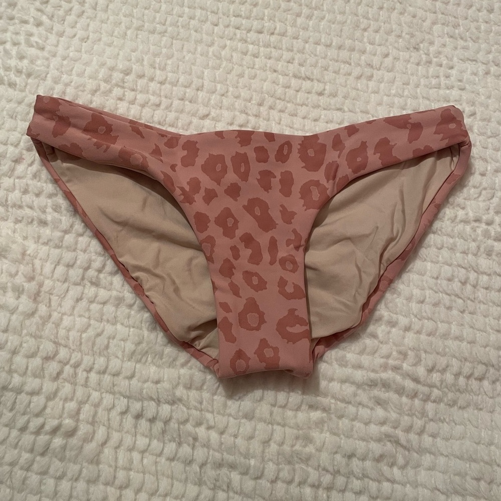PQ Swim | Pink Leopard Basic Ruched Full Bikini Bottoms | Swim Bottoms | NWT
